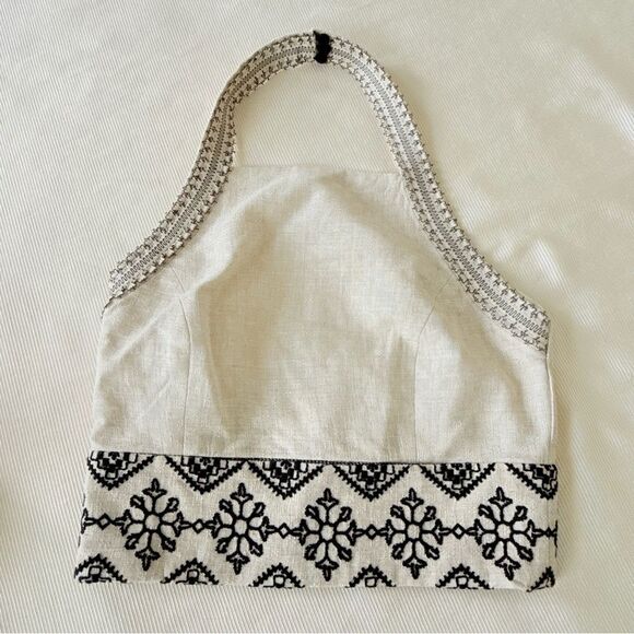 PatBO Womens Set Wide Leg Pants Halter Top Embroidery Linen Blend Fashion 0-2 - Picture 2 of 9